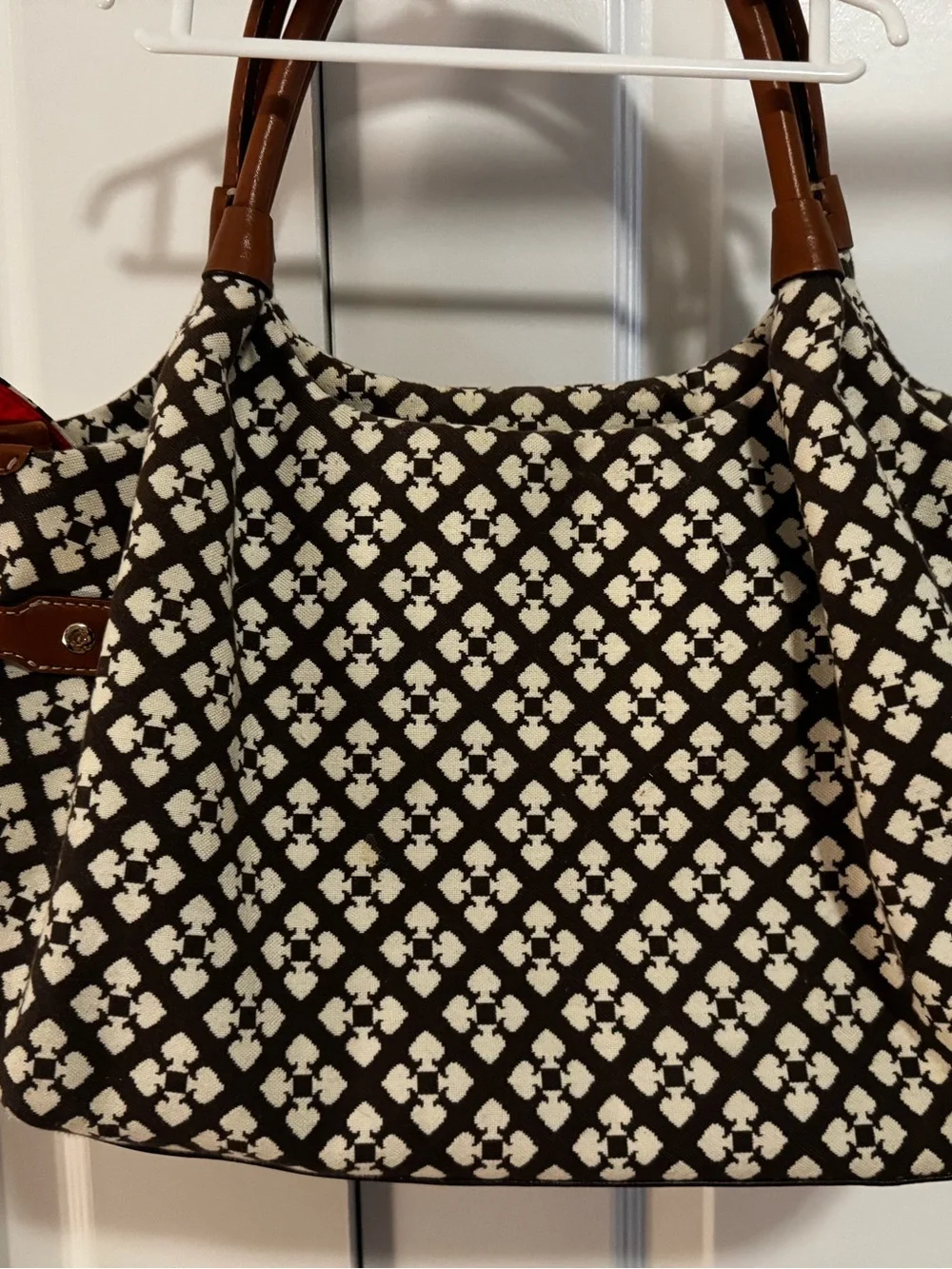 kate spade Brown & White Spade Logo Patterned Shoulder Bag
